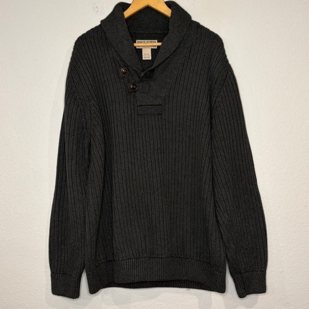 Duluth Trading Co Brigadier wool cotton shawl collar sweater XL Tall